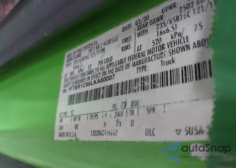 2020 Ford Transit-250 from USA, damaged, VIN 1FTBR1C86LKA60007